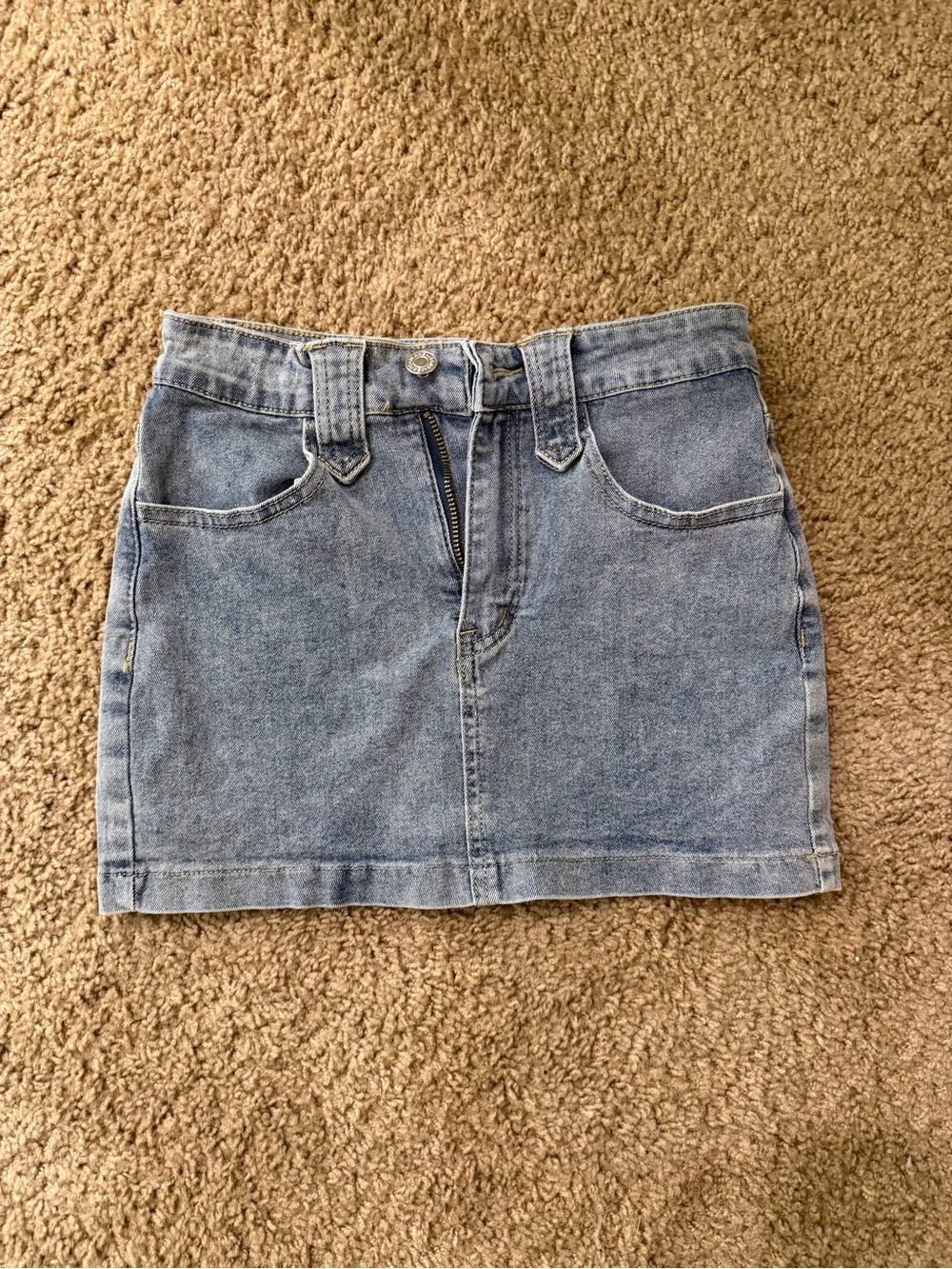 Light Denim Blue Mini Skirt